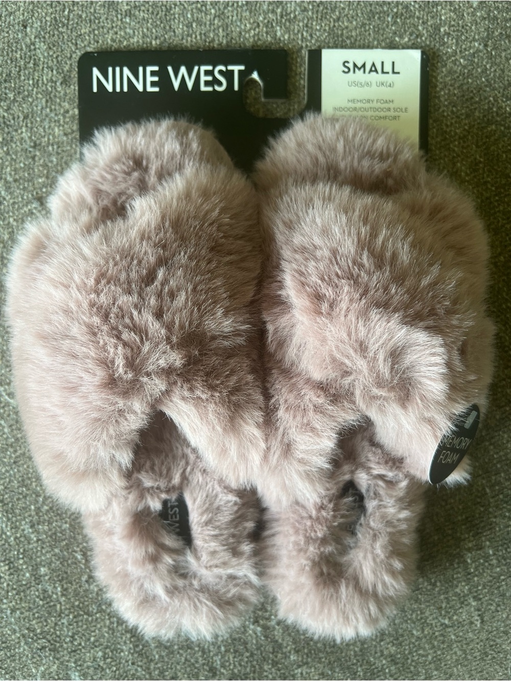 Nine West Plush Slide Slippers in Dusty Pink